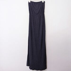 Joie Dalila Geometric Print Strapless Maxi Dress Side Slit Blue White Small S